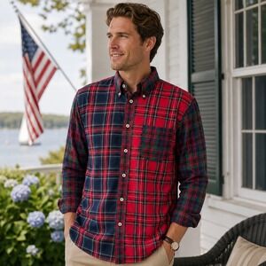 Brooks Brothers Patchwork Tartan Plaid Button Down Shirt Sz L Regent Fit Cotton